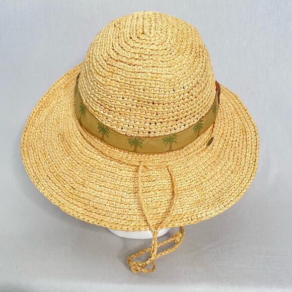 Scala Collezione Ruffia Straw Sun Hat Palm Tree Band - Picture 3 of 14